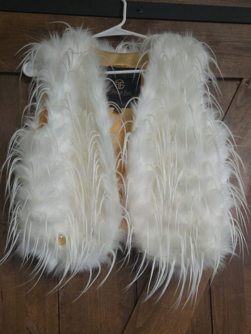 White Faux Fur Feather-Trim Vest -